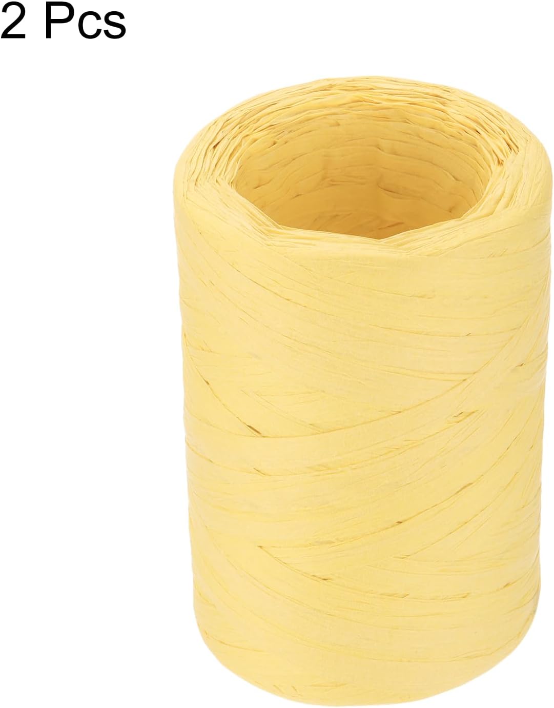 2 Rolls Raffia Paper Ribbon Bulk,1/4 Inch Wide 110 Yards Lemon Yellow Twine String Paper Yarn for DIY Craft Weaving, Decoration, Gift Wrapping