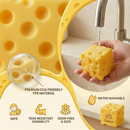 Cheese Squishy Squeeze Toy, Yellow Soft Sensory Cheese Stress Ball, Fidget Desk Gifts for Adults, Realistic Cheese Cube Novelty Toy for Relax (2.2inch)