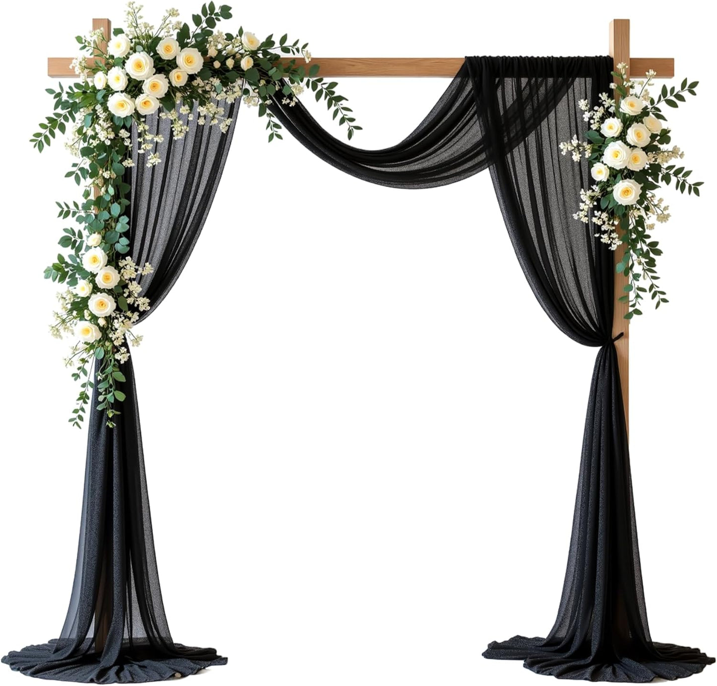 Yellow Wedding Arch Draping Fabric, 1 Pack 29" x 20FT Sheer Fabric Arch Drapery Curtain Backdrop Ceiling Drapes for Wedding Arbor Ceremony Canopy Birthday Party Decorations