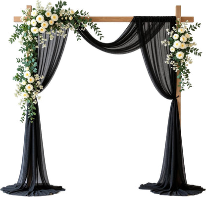 Yellow Wedding Arch Draping Fabric, 1 Pack 29" x 20FT Sheer Fabric Arch Drapery Curtain Backdrop Ceiling Drapes for Wedding Arbor Ceremony Canopy Birthday Party Decorations