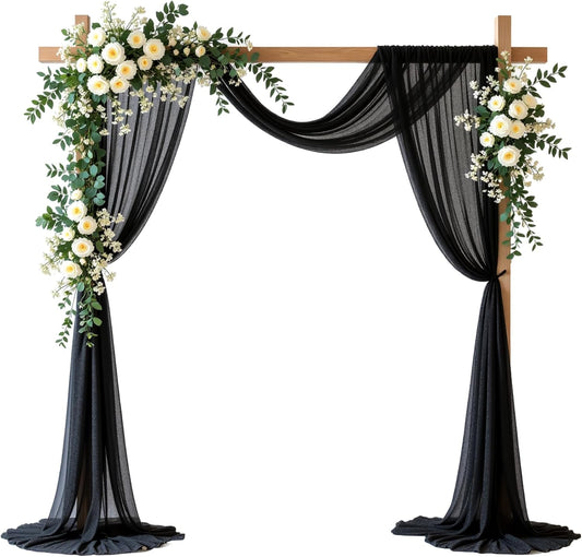 Yellow Wedding Arch Draping Fabric, 1 Pack 29" x 20FT Sheer Fabric Arch Drapery Curtain Backdrop Ceiling Drapes for Wedding Arbor Ceremony Canopy Birthday Party Decorations