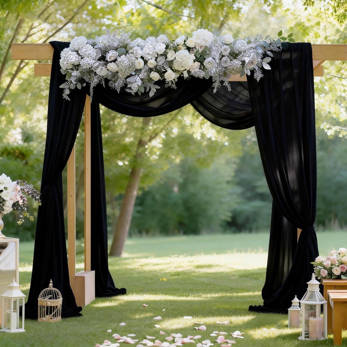 Yellow Wedding Arch Draping Fabric, 1 Pack 29" x 20FT Sheer Fabric Arch Drapery Curtain Backdrop Ceiling Drapes for Wedding Arbor Ceremony Canopy Birthday Party Decorations