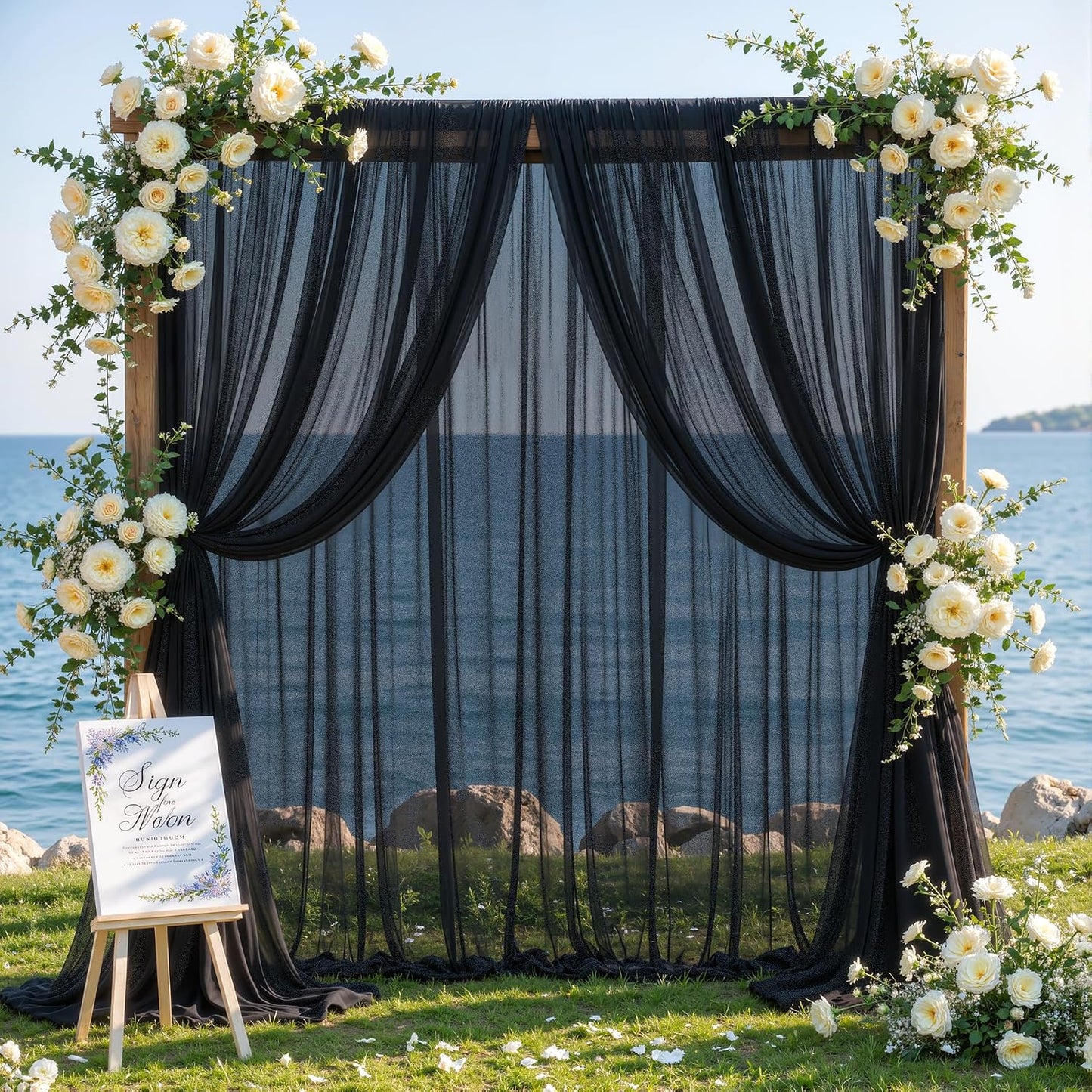 Yellow Wedding Arch Draping Fabric, 1 Pack 29" x 20FT Sheer Fabric Arch Drapery Curtain Backdrop Ceiling Drapes for Wedding Arbor Ceremony Canopy Birthday Party Decorations