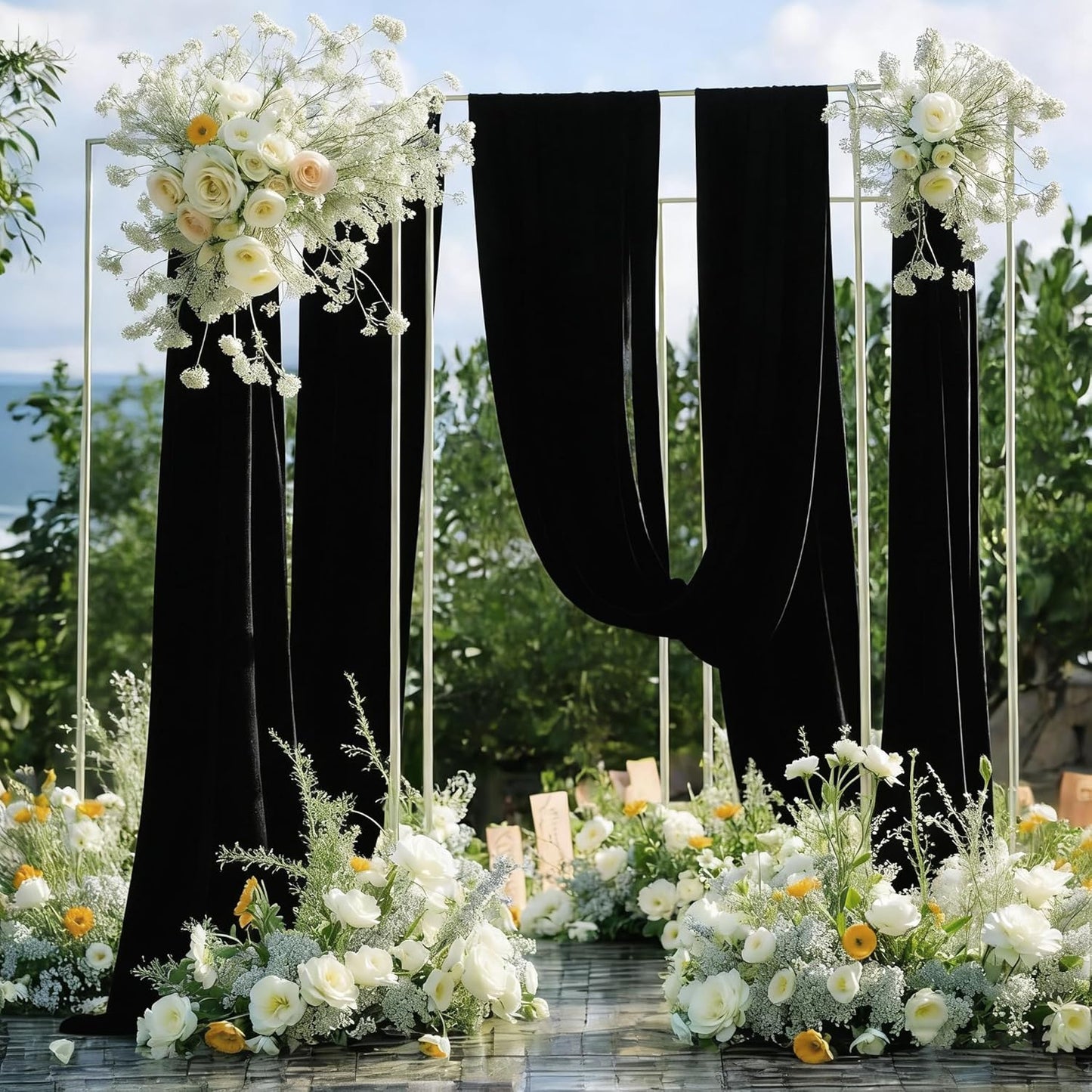 Yellow Wedding Arch Draping Fabric, 1 Pack 29" x 20FT Sheer Fabric Arch Drapery Curtain Backdrop Ceiling Drapes for Wedding Arbor Ceremony Canopy Birthday Party Decorations