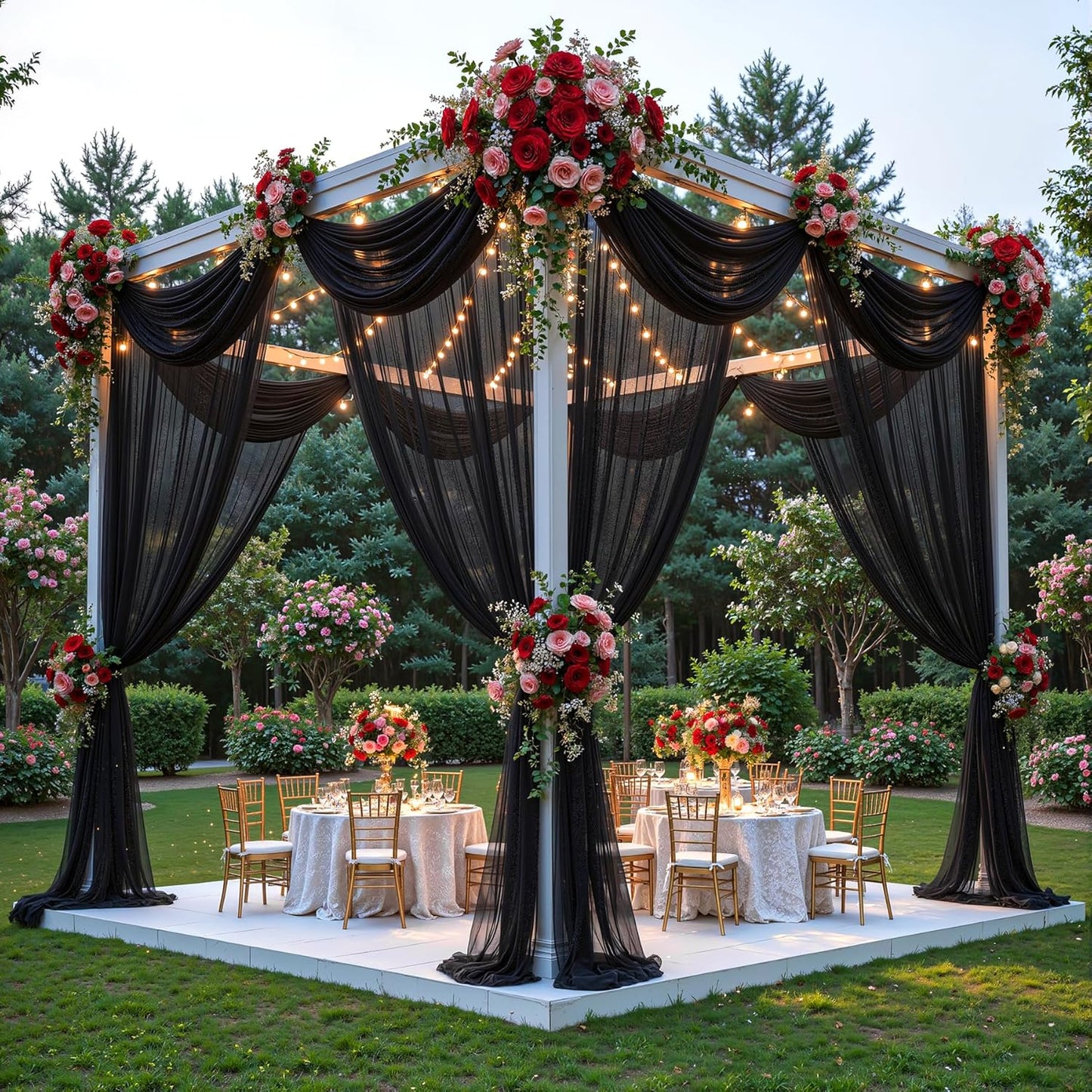 Yellow Wedding Arch Draping Fabric, 1 Pack 29" x 20FT Sheer Fabric Arch Drapery Curtain Backdrop Ceiling Drapes for Wedding Arbor Ceremony Canopy Birthday Party Decorations