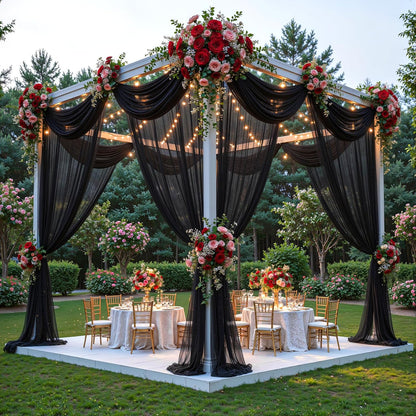 Yellow Wedding Arch Draping Fabric, 1 Pack 29" x 20FT Sheer Fabric Arch Drapery Curtain Backdrop Ceiling Drapes for Wedding Arbor Ceremony Canopy Birthday Party Decorations