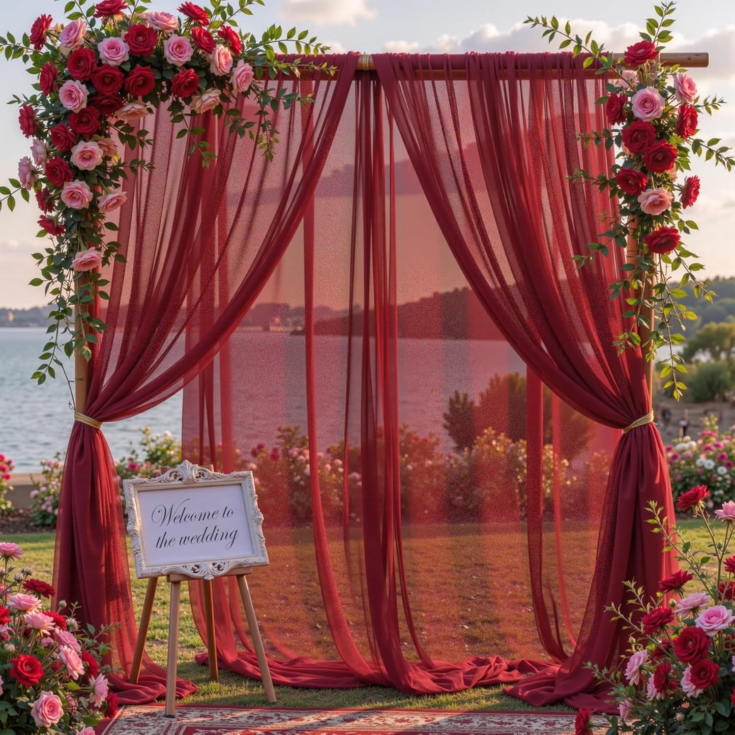 Yellow Wedding Arch Draping Fabric, 1 Pack 29" x 20FT Sheer Fabric Arch Drapery Curtain Backdrop Ceiling Drapes for Wedding Arbor Ceremony Canopy Birthday Party Decorations