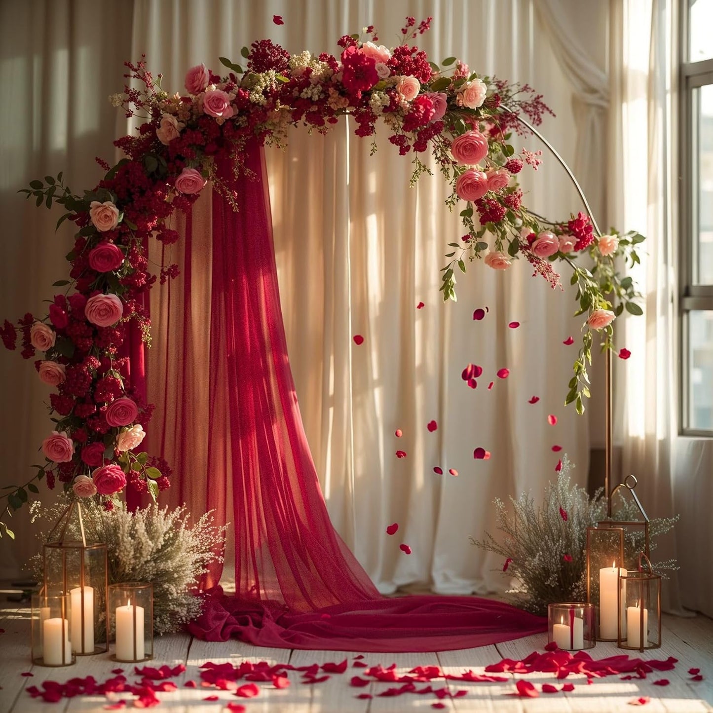 Yellow Wedding Arch Draping Fabric, 1 Pack 29" x 20FT Sheer Fabric Arch Drapery Curtain Backdrop Ceiling Drapes for Wedding Arbor Ceremony Canopy Birthday Party Decorations
