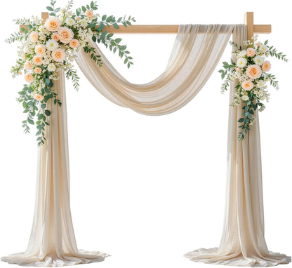 Yellow Wedding Arch Draping Fabric, 1 Pack 29" x 20FT Sheer Fabric Arch Drapery Curtain Backdrop Ceiling Drapes for Wedding Arbor Ceremony Canopy Birthday Party Decorations