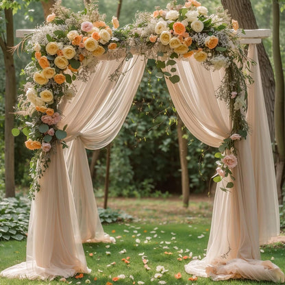 Yellow Wedding Arch Draping Fabric, 1 Pack 29" x 20FT Sheer Fabric Arch Drapery Curtain Backdrop Ceiling Drapes for Wedding Arbor Ceremony Canopy Birthday Party Decorations