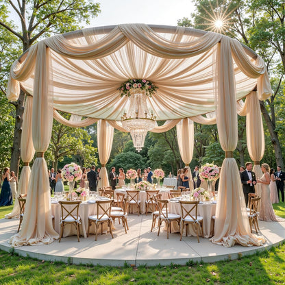 Yellow Wedding Arch Draping Fabric, 1 Pack 29" x 20FT Sheer Fabric Arch Drapery Curtain Backdrop Ceiling Drapes for Wedding Arbor Ceremony Canopy Birthday Party Decorations
