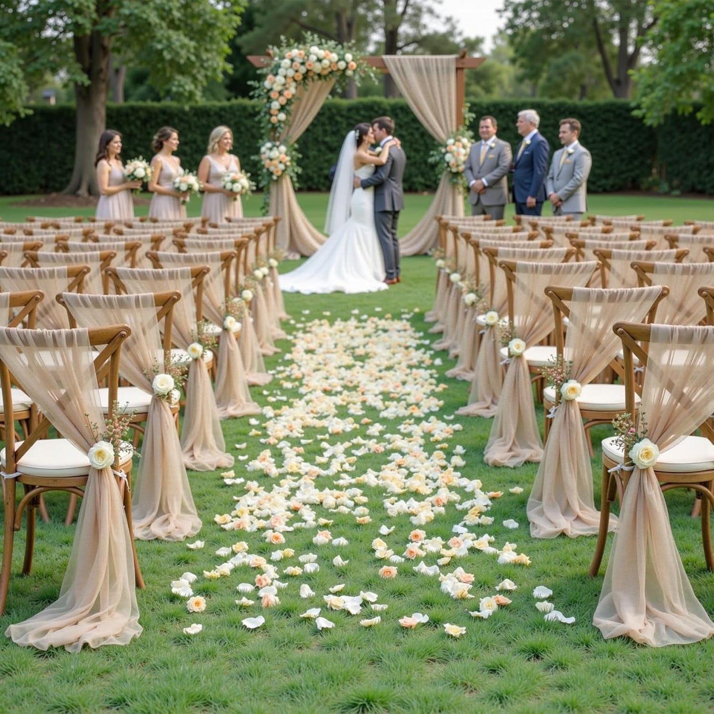 Yellow Wedding Arch Draping Fabric, 1 Pack 29" x 20FT Sheer Fabric Arch Drapery Curtain Backdrop Ceiling Drapes for Wedding Arbor Ceremony Canopy Birthday Party Decorations
