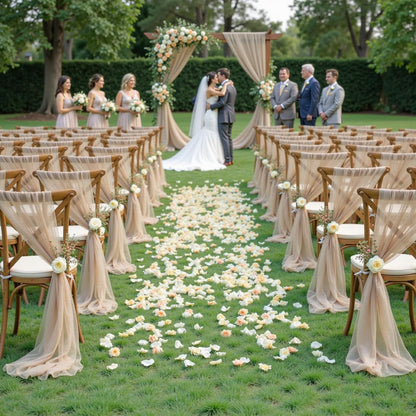 Yellow Wedding Arch Draping Fabric, 1 Pack 29" x 20FT Sheer Fabric Arch Drapery Curtain Backdrop Ceiling Drapes for Wedding Arbor Ceremony Canopy Birthday Party Decorations