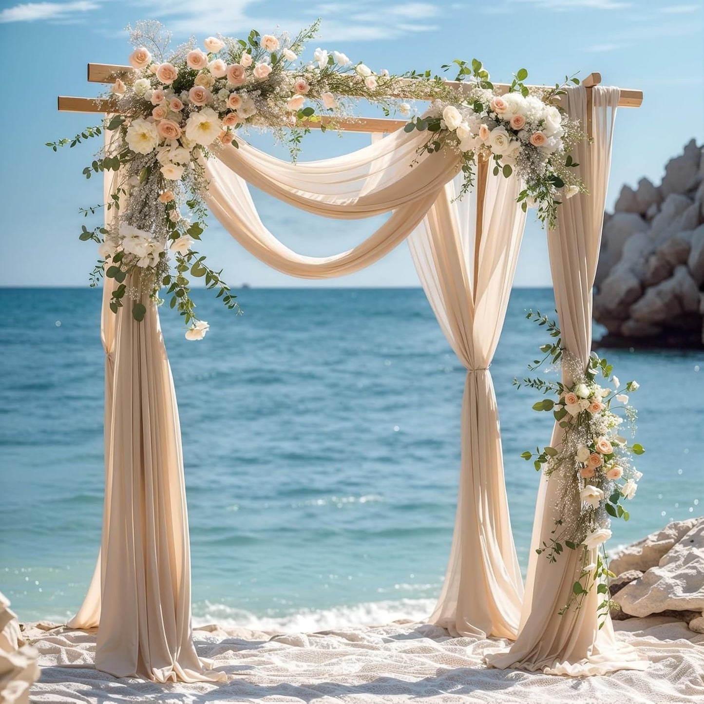 Yellow Wedding Arch Draping Fabric, 1 Pack 29" x 20FT Sheer Fabric Arch Drapery Curtain Backdrop Ceiling Drapes for Wedding Arbor Ceremony Canopy Birthday Party Decorations