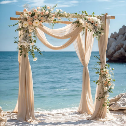 Yellow Wedding Arch Draping Fabric, 1 Pack 29" x 20FT Sheer Fabric Arch Drapery Curtain Backdrop Ceiling Drapes for Wedding Arbor Ceremony Canopy Birthday Party Decorations