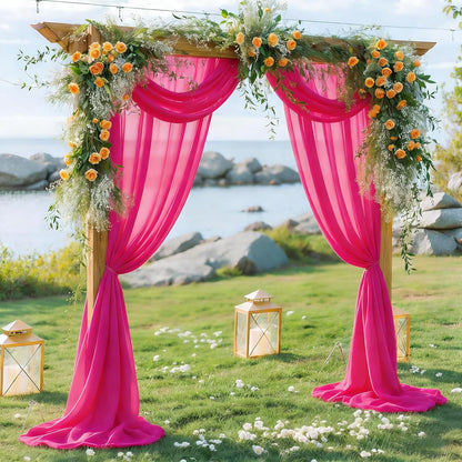 Yellow Wedding Arch Draping Fabric, 1 Pack 29" x 20FT Sheer Fabric Arch Drapery Curtain Backdrop Ceiling Drapes for Wedding Arbor Ceremony Canopy Birthday Party Decorations