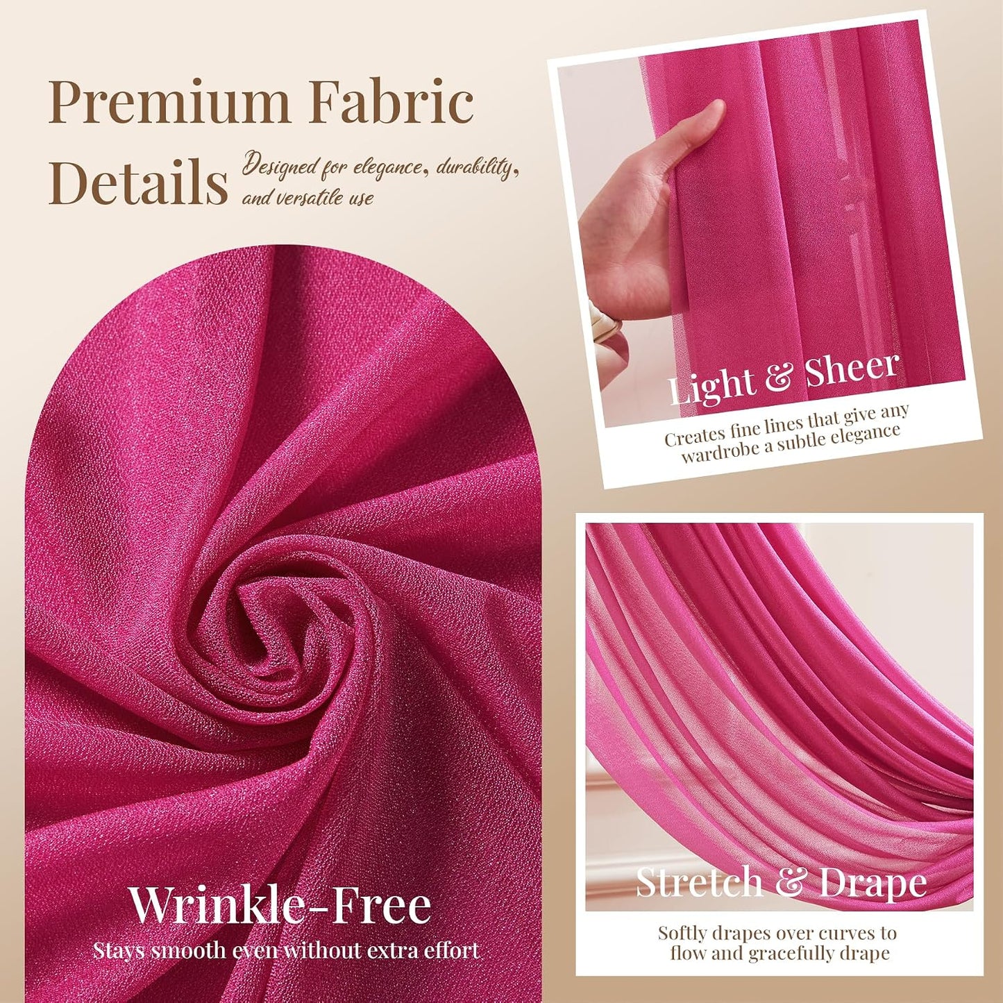 Yellow Wedding Arch Draping Fabric, 1 Pack 29" x 20FT Sheer Fabric Arch Drapery Curtain Backdrop Ceiling Drapes for Wedding Arbor Ceremony Canopy Birthday Party Decorations