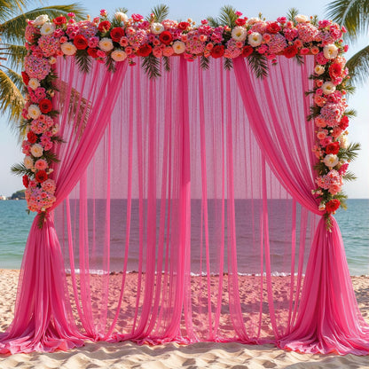 Yellow Wedding Arch Draping Fabric, 1 Pack 29" x 20FT Sheer Fabric Arch Drapery Curtain Backdrop Ceiling Drapes for Wedding Arbor Ceremony Canopy Birthday Party Decorations