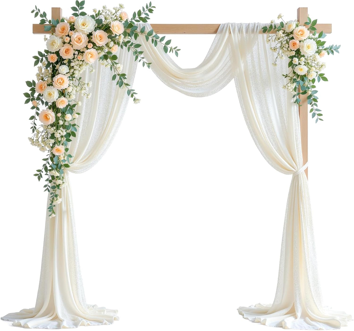 Yellow Wedding Arch Draping Fabric, 1 Pack 29" x 20FT Sheer Fabric Arch Drapery Curtain Backdrop Ceiling Drapes for Wedding Arbor Ceremony Canopy Birthday Party Decorations