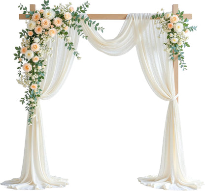 Yellow Wedding Arch Draping Fabric, 1 Pack 29" x 20FT Sheer Fabric Arch Drapery Curtain Backdrop Ceiling Drapes for Wedding Arbor Ceremony Canopy Birthday Party Decorations