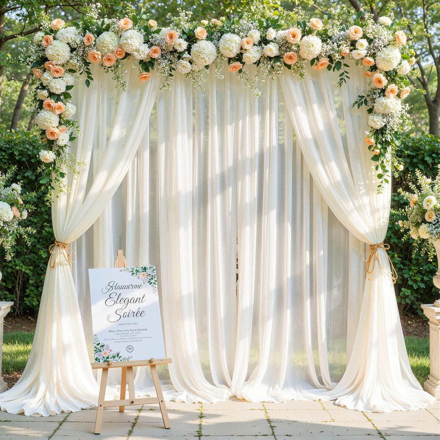 Yellow Wedding Arch Draping Fabric, 1 Pack 29" x 20FT Sheer Fabric Arch Drapery Curtain Backdrop Ceiling Drapes for Wedding Arbor Ceremony Canopy Birthday Party Decorations