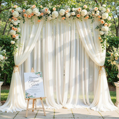 Yellow Wedding Arch Draping Fabric, 1 Pack 29" x 20FT Sheer Fabric Arch Drapery Curtain Backdrop Ceiling Drapes for Wedding Arbor Ceremony Canopy Birthday Party Decorations
