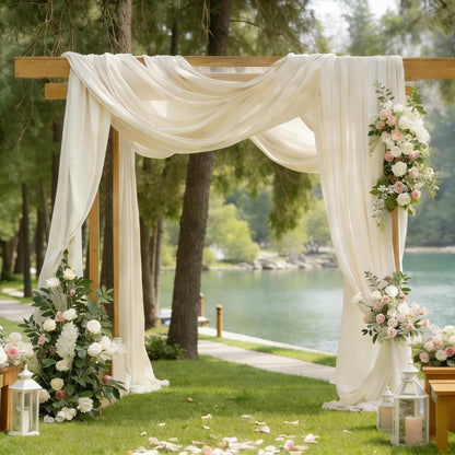 Yellow Wedding Arch Draping Fabric, 1 Pack 29" x 20FT Sheer Fabric Arch Drapery Curtain Backdrop Ceiling Drapes for Wedding Arbor Ceremony Canopy Birthday Party Decorations