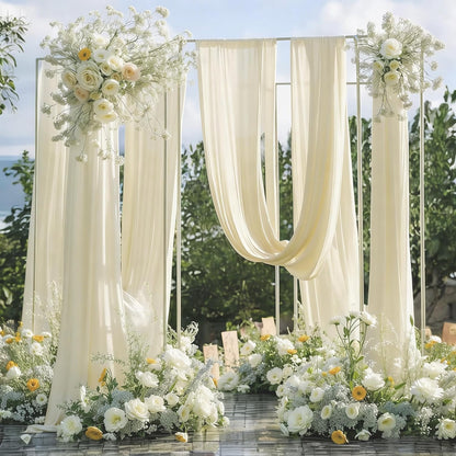 Yellow Wedding Arch Draping Fabric, 1 Pack 29" x 20FT Sheer Fabric Arch Drapery Curtain Backdrop Ceiling Drapes for Wedding Arbor Ceremony Canopy Birthday Party Decorations