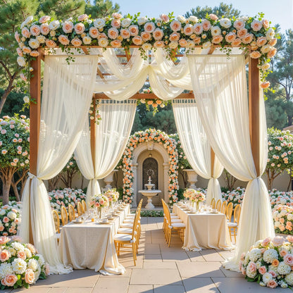 Yellow Wedding Arch Draping Fabric, 1 Pack 29" x 20FT Sheer Fabric Arch Drapery Curtain Backdrop Ceiling Drapes for Wedding Arbor Ceremony Canopy Birthday Party Decorations
