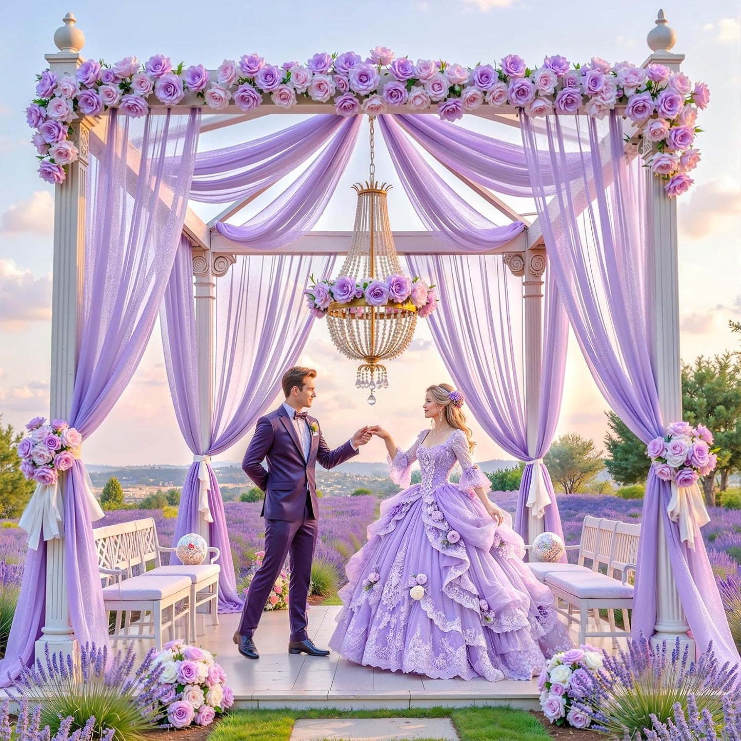 Yellow Wedding Arch Draping Fabric, 1 Pack 29" x 20FT Sheer Fabric Arch Drapery Curtain Backdrop Ceiling Drapes for Wedding Arbor Ceremony Canopy Birthday Party Decorations