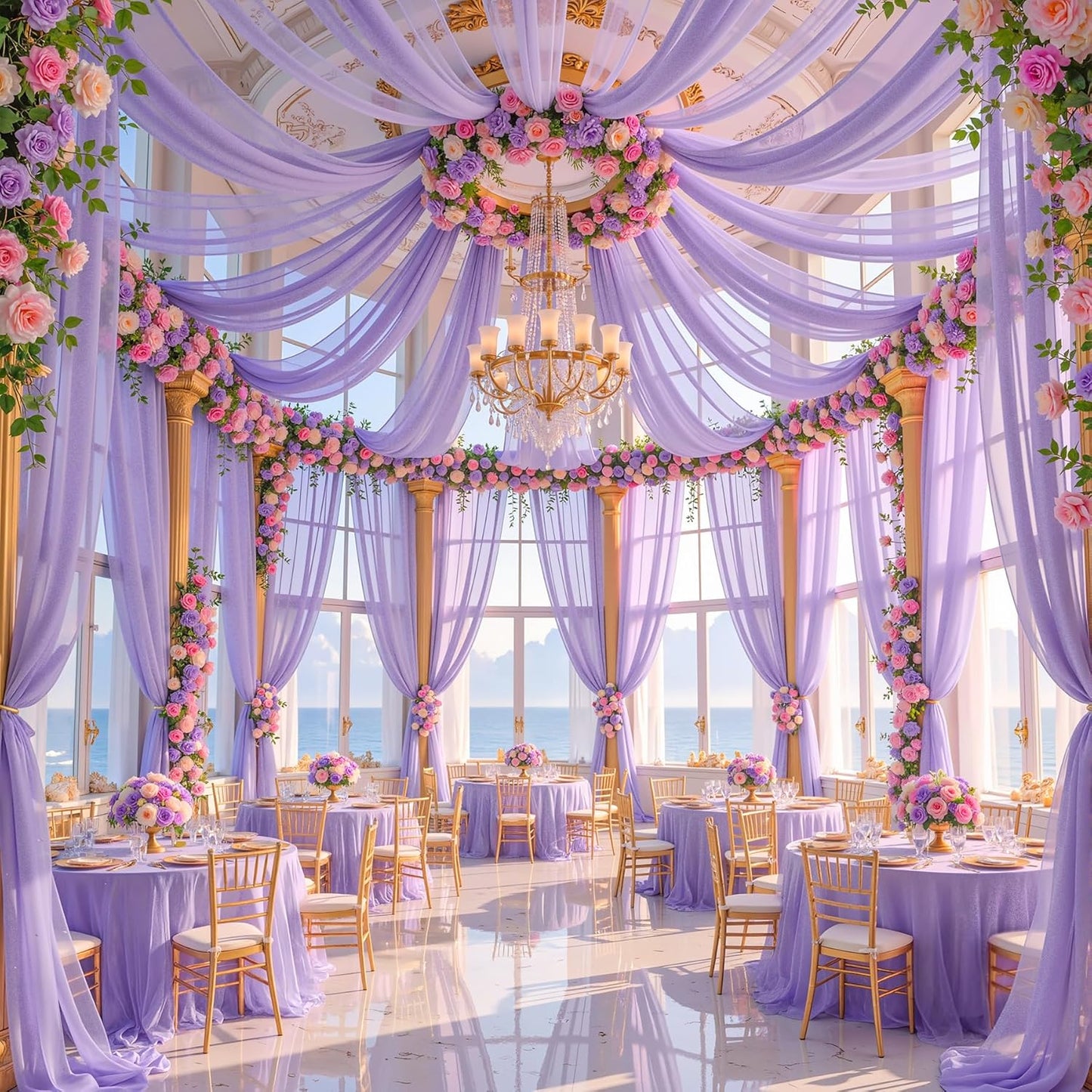 Yellow Wedding Arch Draping Fabric, 1 Pack 29" x 20FT Sheer Fabric Arch Drapery Curtain Backdrop Ceiling Drapes for Wedding Arbor Ceremony Canopy Birthday Party Decorations