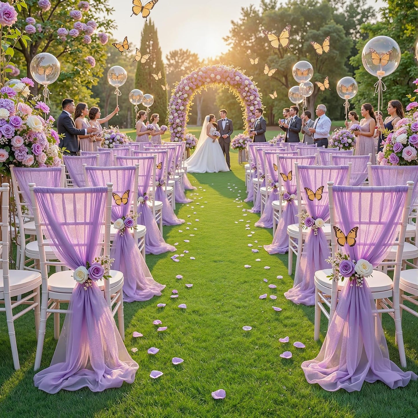 Yellow Wedding Arch Draping Fabric, 1 Pack 29" x 20FT Sheer Fabric Arch Drapery Curtain Backdrop Ceiling Drapes for Wedding Arbor Ceremony Canopy Birthday Party Decorations