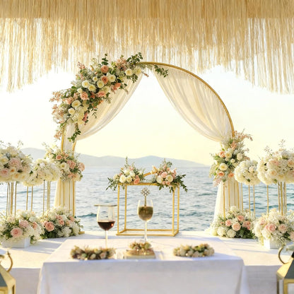 Yellow Wedding Arch Draping Fabric, 1 Pack 29" x 20FT Sheer Fabric Arch Drapery Curtain Backdrop Ceiling Drapes for Wedding Arbor Ceremony Canopy Birthday Party Decorations