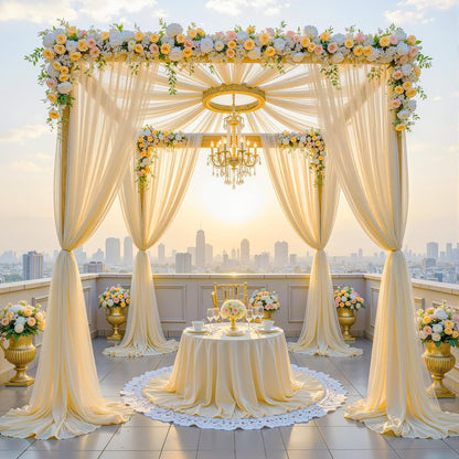 Yellow Wedding Arch Draping Fabric, 1 Pack 29" x 20FT Sheer Fabric Arch Drapery Curtain Backdrop Ceiling Drapes for Wedding Arbor Ceremony Canopy Birthday Party Decorations