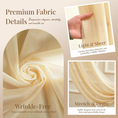 Yellow Wedding Arch Draping Fabric, 1 Pack 29" x 20FT Sheer Fabric Arch Drapery Curtain Backdrop Ceiling Drapes for Wedding Arbor Ceremony Canopy Birthday Party Decorations