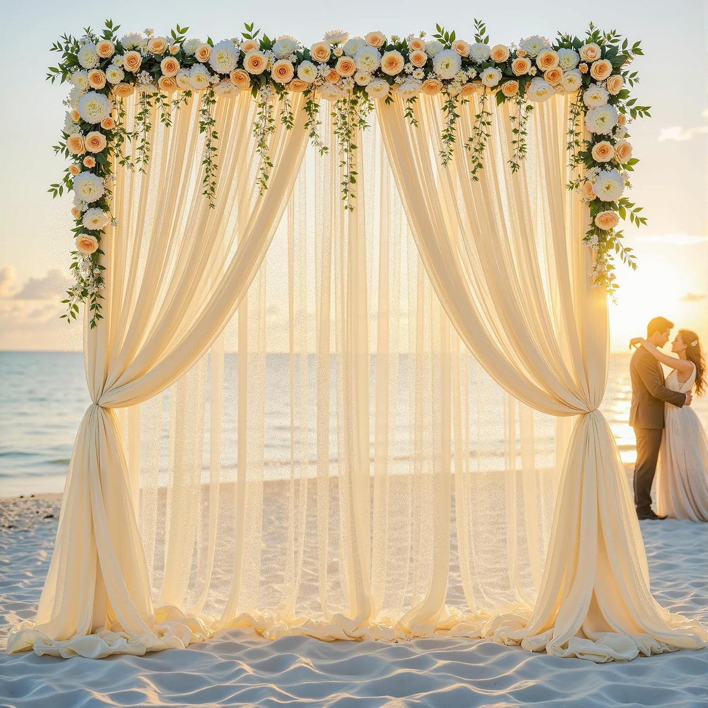 Yellow Wedding Arch Draping Fabric, 1 Pack 29" x 20FT Sheer Fabric Arch Drapery Curtain Backdrop Ceiling Drapes for Wedding Arbor Ceremony Canopy Birthday Party Decorations