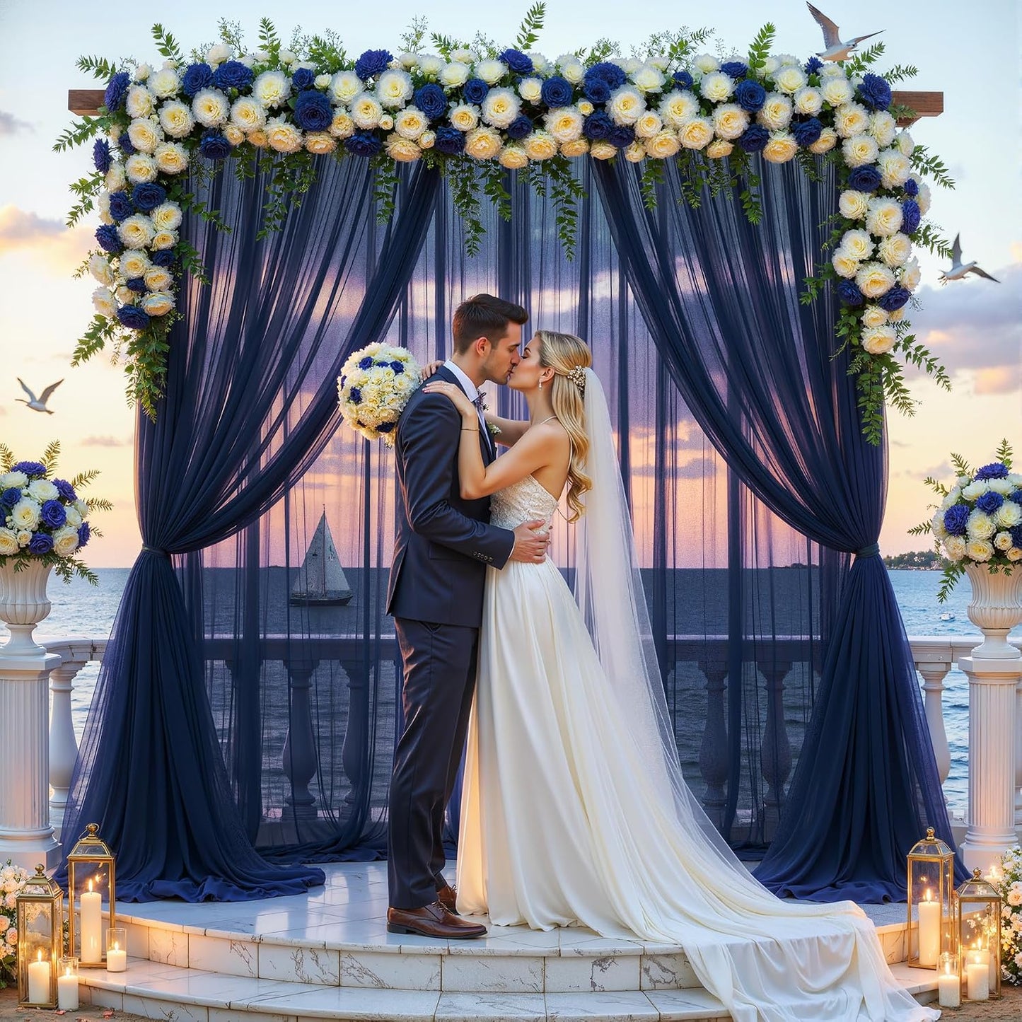 Yellow Wedding Arch Draping Fabric, 1 Pack 29" x 20FT Sheer Fabric Arch Drapery Curtain Backdrop Ceiling Drapes for Wedding Arbor Ceremony Canopy Birthday Party Decorations