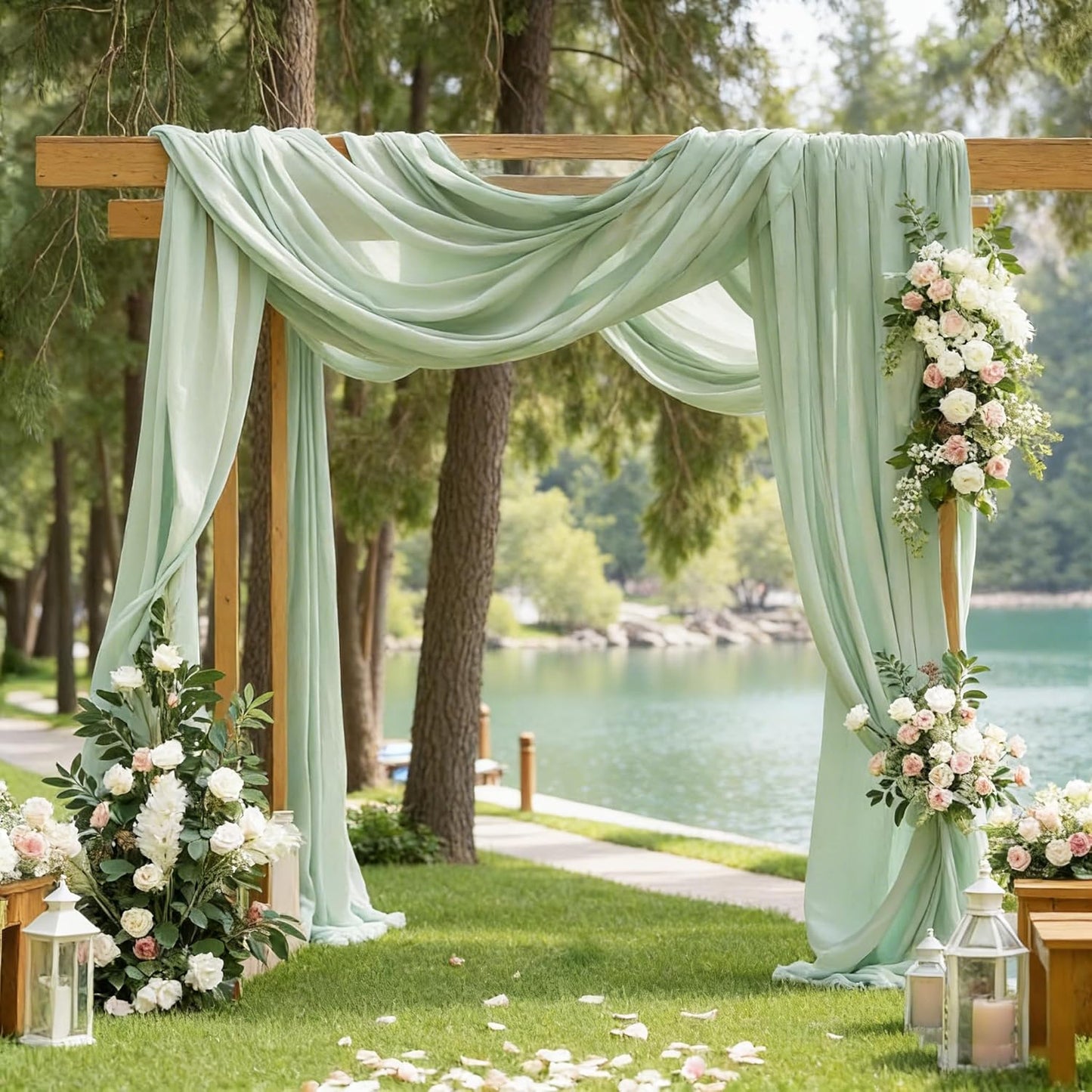 Yellow Wedding Arch Draping Fabric, 1 Pack 29" x 20FT Sheer Fabric Arch Drapery Curtain Backdrop Ceiling Drapes for Wedding Arbor Ceremony Canopy Birthday Party Decorations