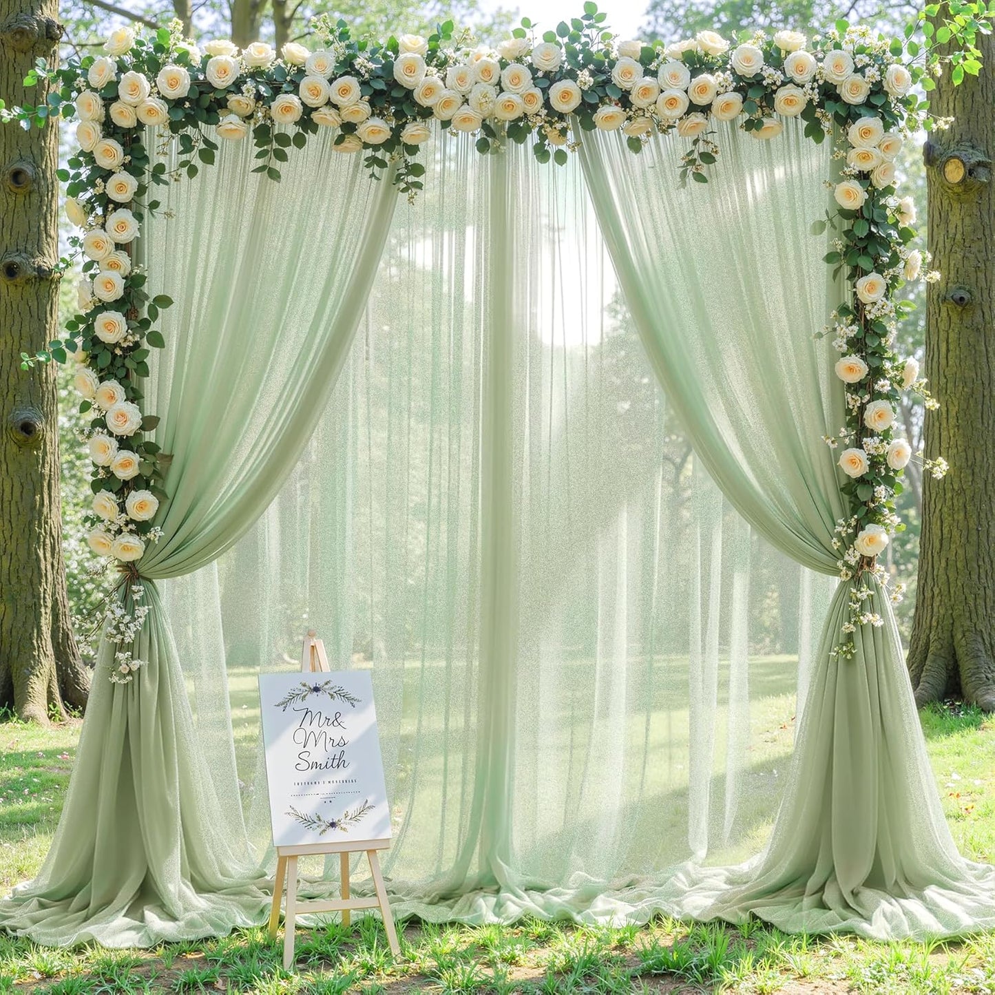 Yellow Wedding Arch Draping Fabric, 1 Pack 29" x 20FT Sheer Fabric Arch Drapery Curtain Backdrop Ceiling Drapes for Wedding Arbor Ceremony Canopy Birthday Party Decorations
