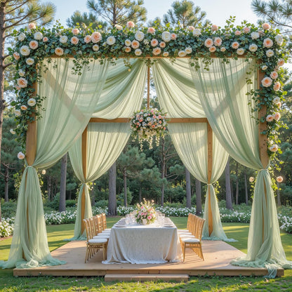 Yellow Wedding Arch Draping Fabric, 1 Pack 29" x 20FT Sheer Fabric Arch Drapery Curtain Backdrop Ceiling Drapes for Wedding Arbor Ceremony Canopy Birthday Party Decorations