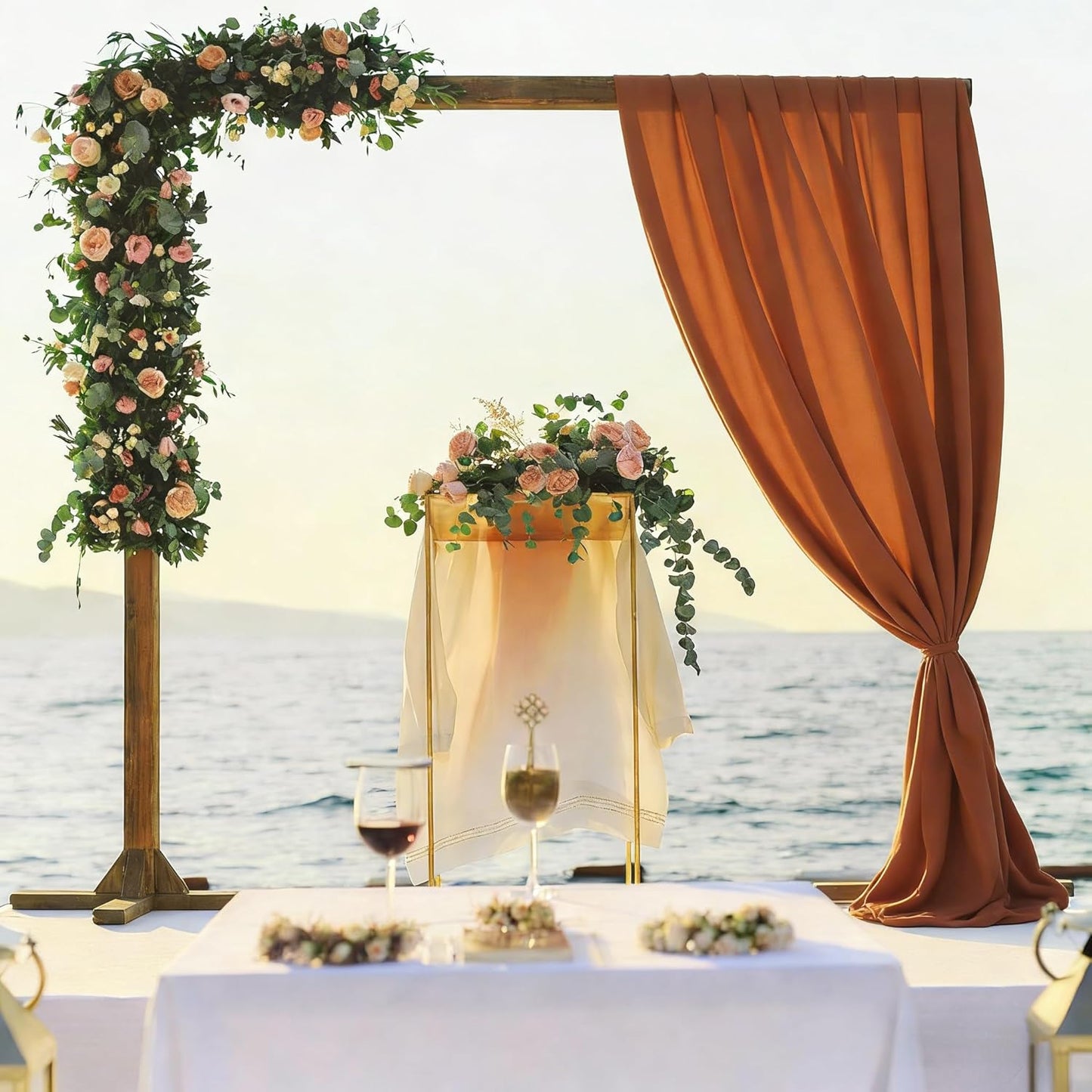 Yellow Wedding Arch Draping Fabric, 1 Pack 29" x 20FT Sheer Fabric Arch Drapery Curtain Backdrop Ceiling Drapes for Wedding Arbor Ceremony Canopy Birthday Party Decorations
