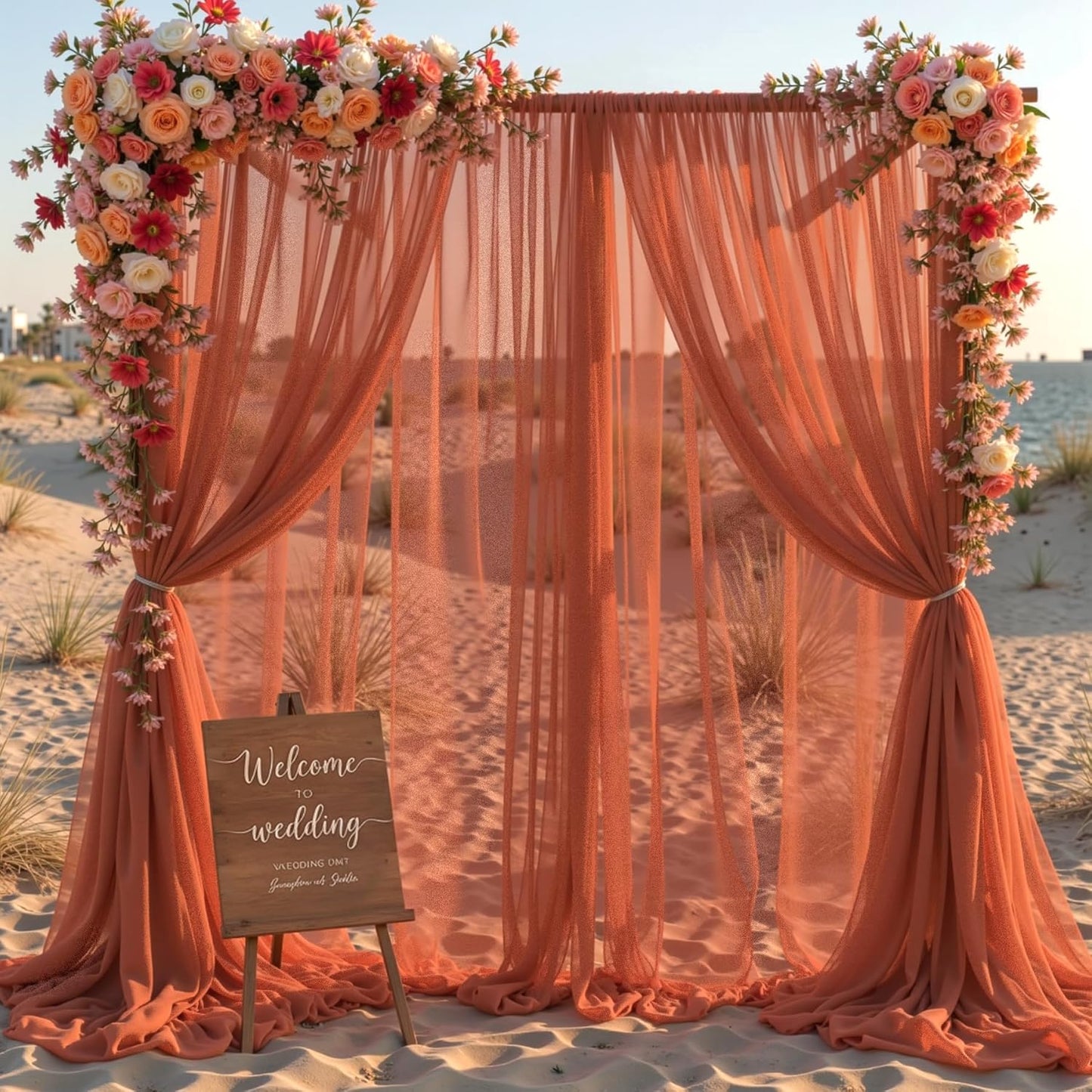 Yellow Wedding Arch Draping Fabric, 1 Pack 29" x 20FT Sheer Fabric Arch Drapery Curtain Backdrop Ceiling Drapes for Wedding Arbor Ceremony Canopy Birthday Party Decorations