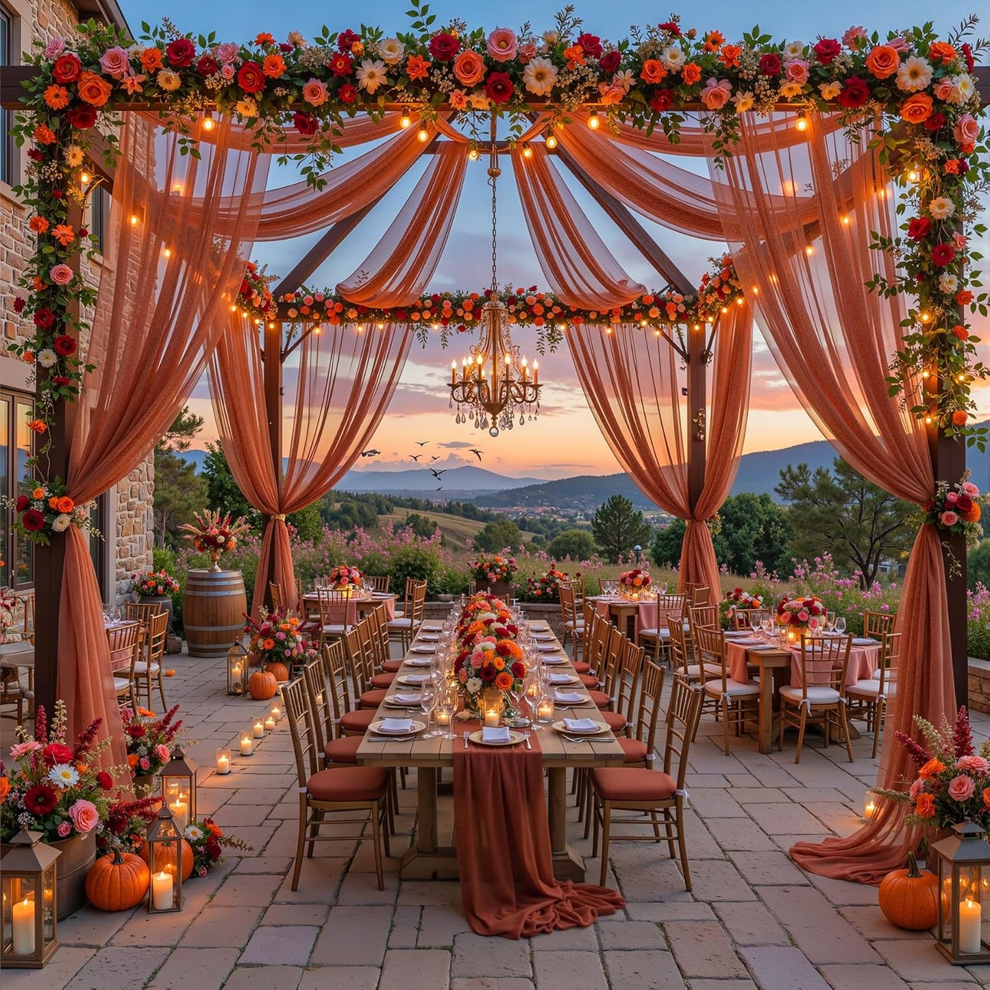 Yellow Wedding Arch Draping Fabric, 1 Pack 29" x 20FT Sheer Fabric Arch Drapery Curtain Backdrop Ceiling Drapes for Wedding Arbor Ceremony Canopy Birthday Party Decorations