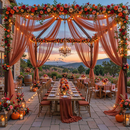 Yellow Wedding Arch Draping Fabric, 1 Pack 29" x 20FT Sheer Fabric Arch Drapery Curtain Backdrop Ceiling Drapes for Wedding Arbor Ceremony Canopy Birthday Party Decorations