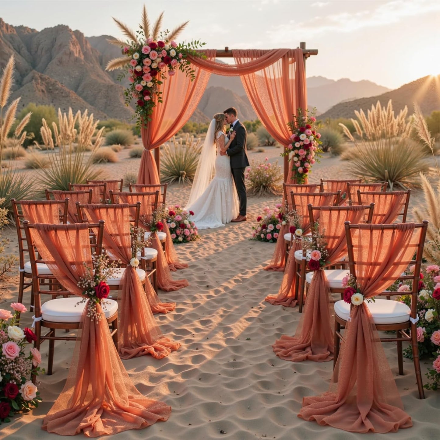 Yellow Wedding Arch Draping Fabric, 1 Pack 29" x 20FT Sheer Fabric Arch Drapery Curtain Backdrop Ceiling Drapes for Wedding Arbor Ceremony Canopy Birthday Party Decorations