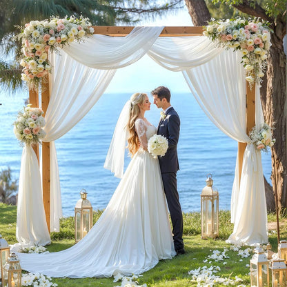 Yellow Wedding Arch Draping Fabric, 1 Pack 29" x 20FT Sheer Fabric Arch Drapery Curtain Backdrop Ceiling Drapes for Wedding Arbor Ceremony Canopy Birthday Party Decorations