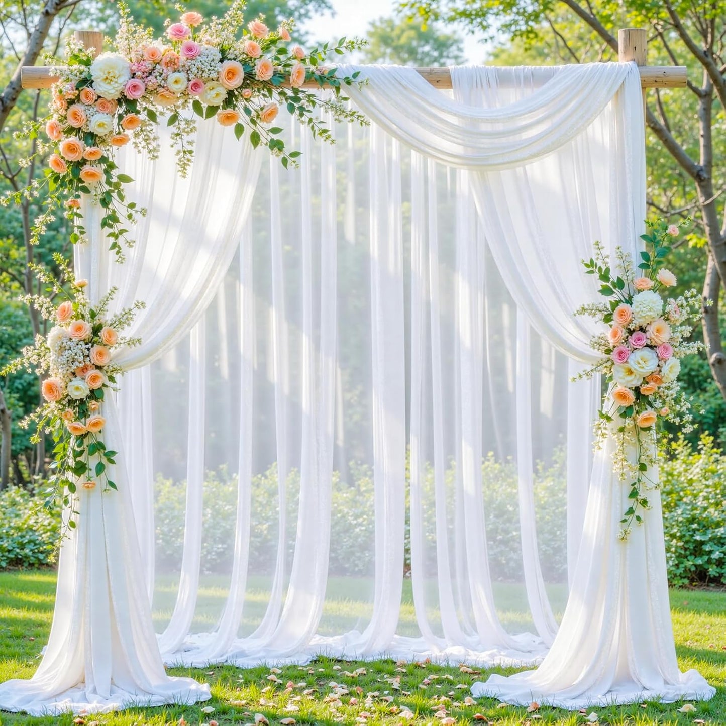 Yellow Wedding Arch Draping Fabric, 1 Pack 29" x 20FT Sheer Fabric Arch Drapery Curtain Backdrop Ceiling Drapes for Wedding Arbor Ceremony Canopy Birthday Party Decorations