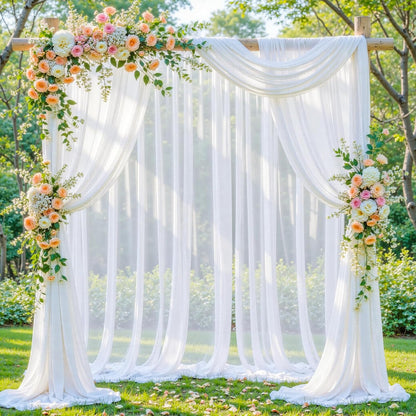 Yellow Wedding Arch Draping Fabric, 1 Pack 29" x 20FT Sheer Fabric Arch Drapery Curtain Backdrop Ceiling Drapes for Wedding Arbor Ceremony Canopy Birthday Party Decorations