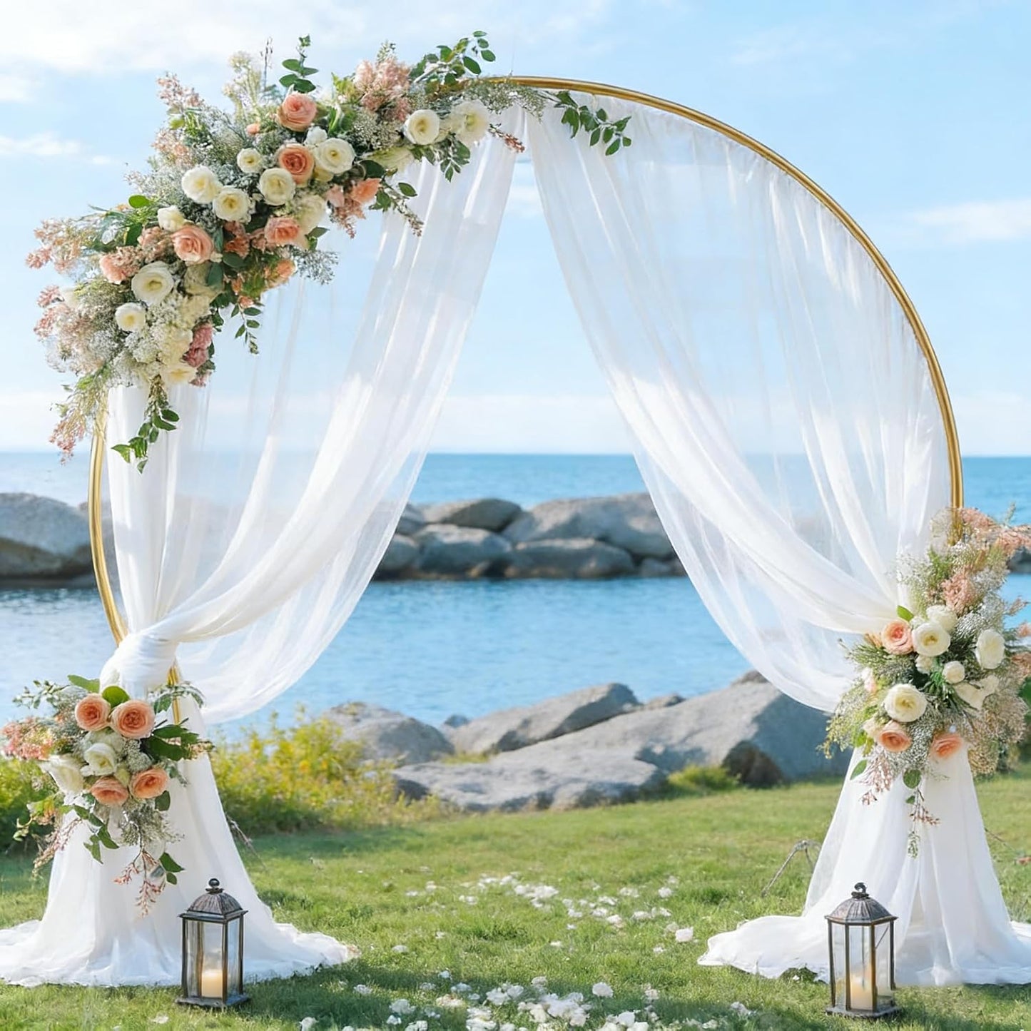 Yellow Wedding Arch Draping Fabric, 1 Pack 29" x 20FT Sheer Fabric Arch Drapery Curtain Backdrop Ceiling Drapes for Wedding Arbor Ceremony Canopy Birthday Party Decorations