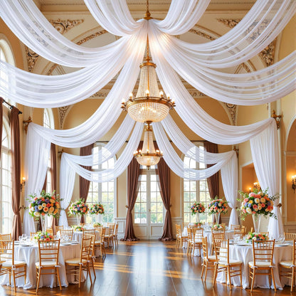 Yellow Wedding Arch Draping Fabric, 1 Pack 29" x 20FT Sheer Fabric Arch Drapery Curtain Backdrop Ceiling Drapes for Wedding Arbor Ceremony Canopy Birthday Party Decorations